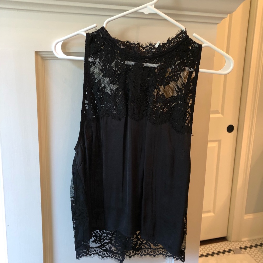 Free people lace mock neck tank